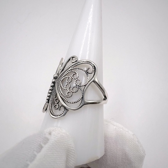 .925 Sterling Silver Filigree Butterfly Ring - Picture 7 of 16